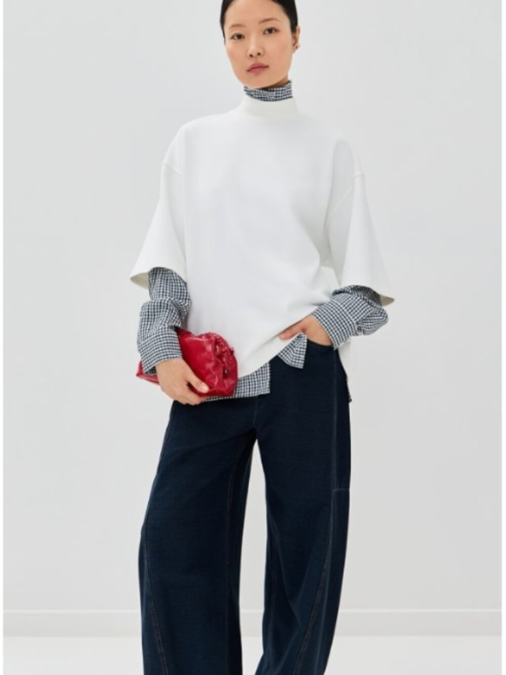 Tibi Viscose Gingham Oversized Black & White Button-Up Long Sleeve Shirt XS